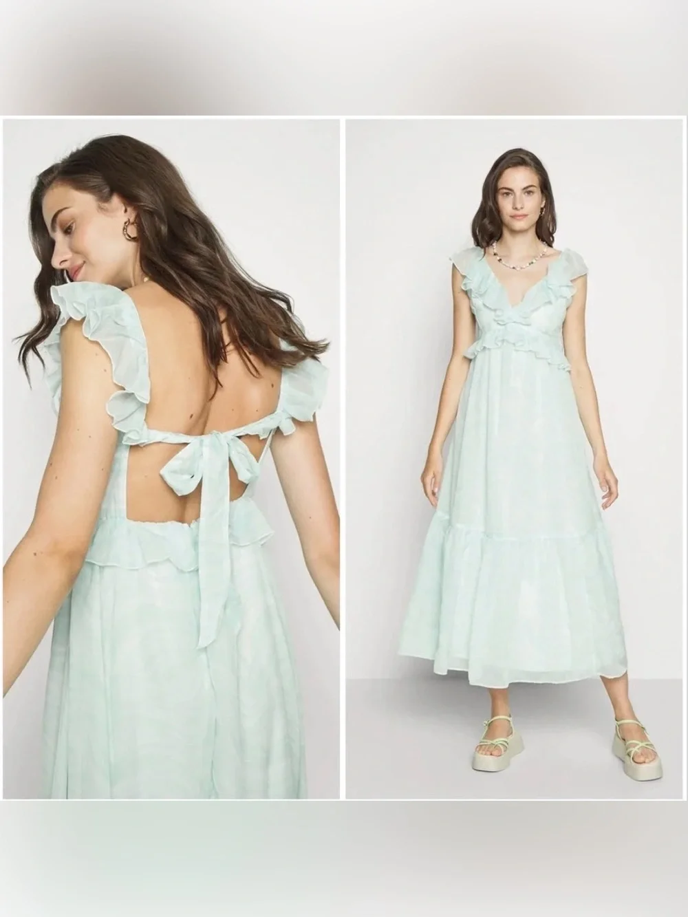 Abercrombie & Fitch Light Mint Green Dress Drama Ruffle  XS Petite